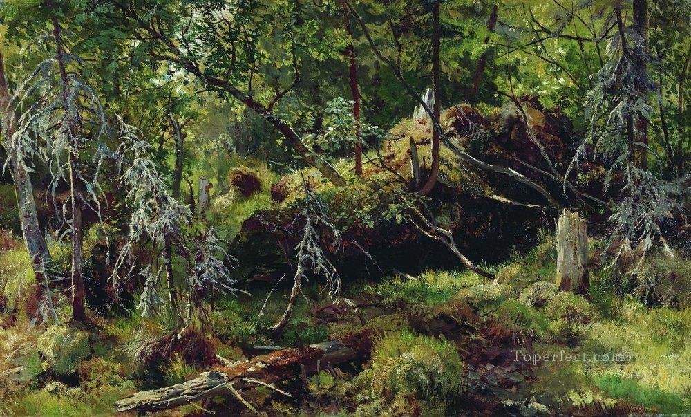 枝の古典的な風景 Ivan Ivanovich の森油絵